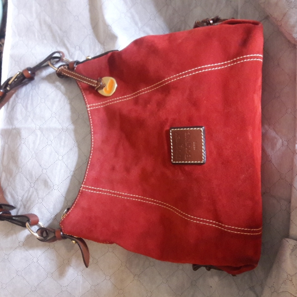 Dooney & Bourke (1975) Red Suede Hobo Shoulder Bag